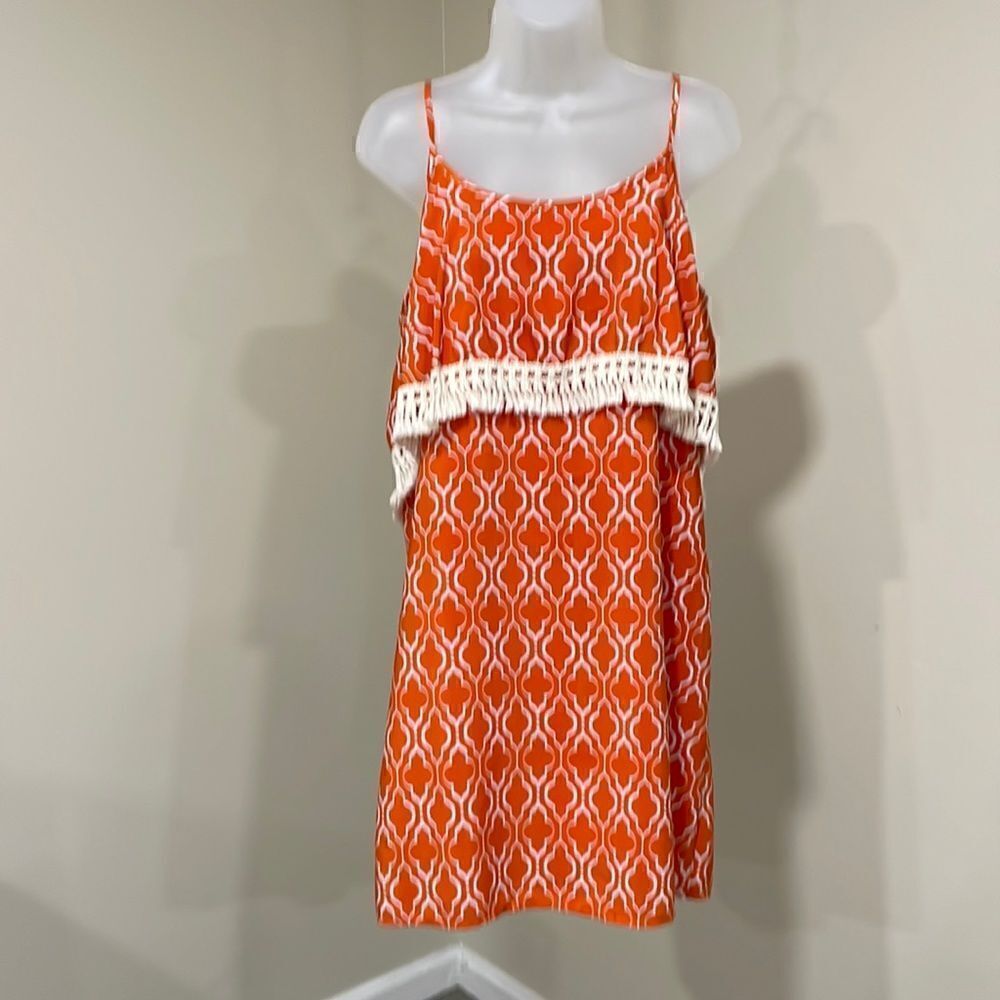 NWOT Fab’rik Orange fringe dress. Size L large 12/14
